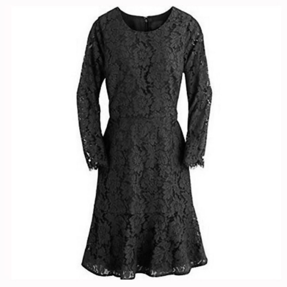 J.Crew Long-Sleeve Dress in Floral Lace